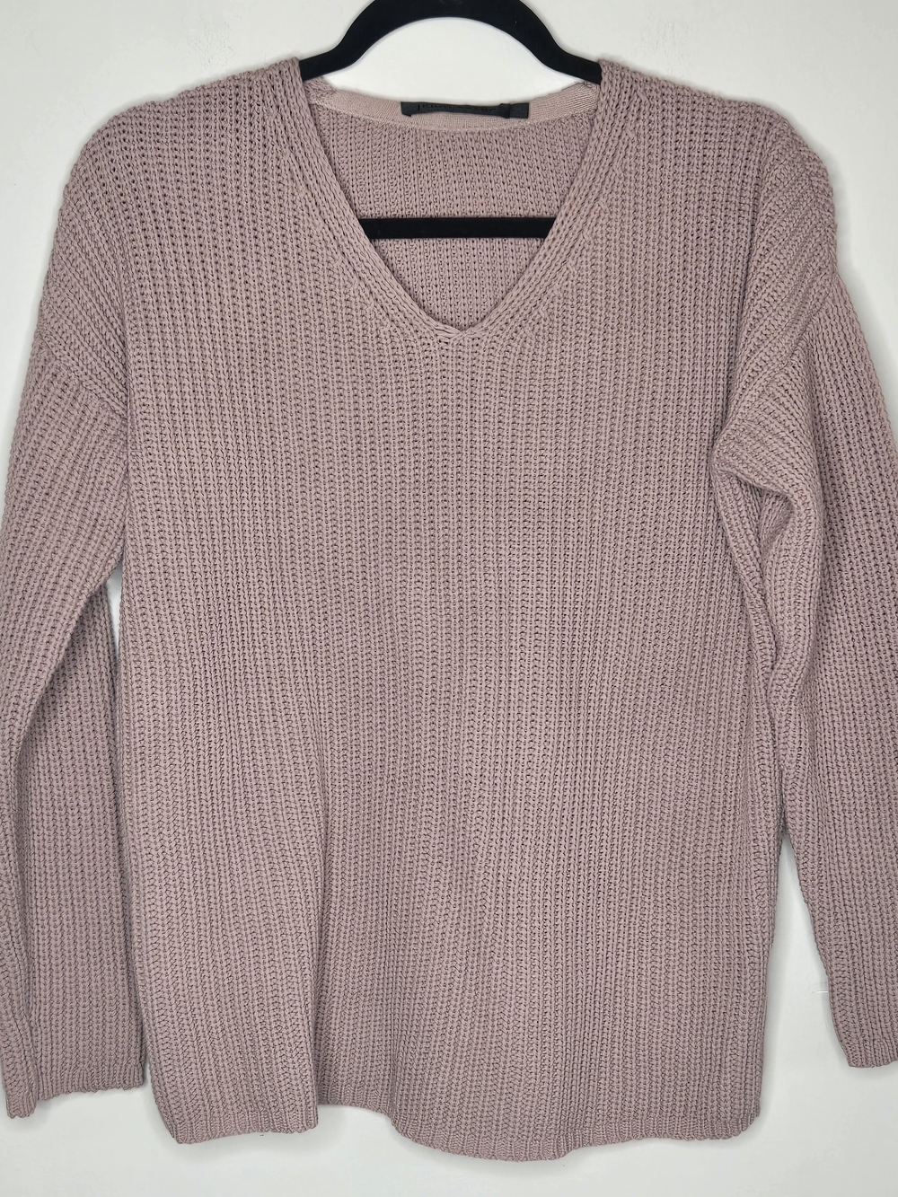 Jenni Kayne V-Neck Fisherman Knit Sweater Neutral Cotton Blend Minimalist Quiet